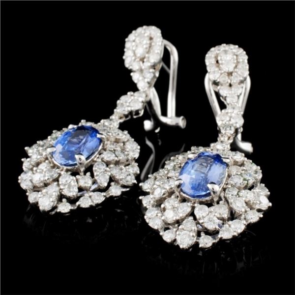 18K WG Sapphire 2.32ctw & Diamond Earrings 2.72ct