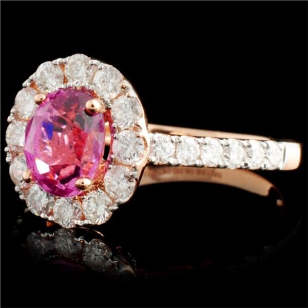 18K Rose Gold Sapphire 1.68ct & Diam Ring 0.80ct