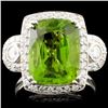 Image 2 : 14K WG Peridot 5.74ct & Diamond Ring 0.74ctw