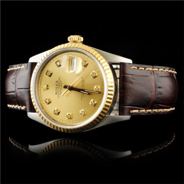 Rolex DateJust YG/SS Diamond 36MM Champagne Watch