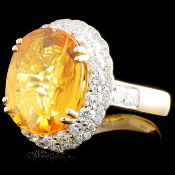 14K YG Sapphire 8.75ct & Diamond Ring 1.23ctw
