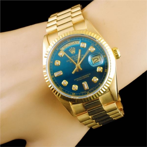 Rolex Diamond Wristwatch 36MM Day-Date 18K YG