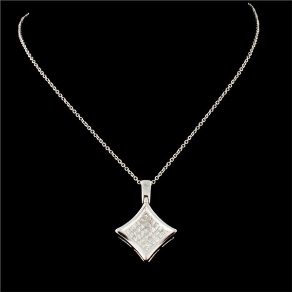 14K White Gold Diamond Pendant 1.12ctw