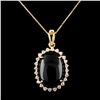 14K Yellow Gold Onyx & Diam Pendant 0.41ctw