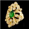Image 1 : 14K YG Emerald 1.50ct & Diamond Ring 1.45ctw