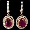 Image 2 : 14K Rose Gold Ruby 3.91ct & Diam Earring  0.95ct