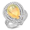 Image 2 : 14K WG Opal 3.00ct & Diamond Ring 1.00ct