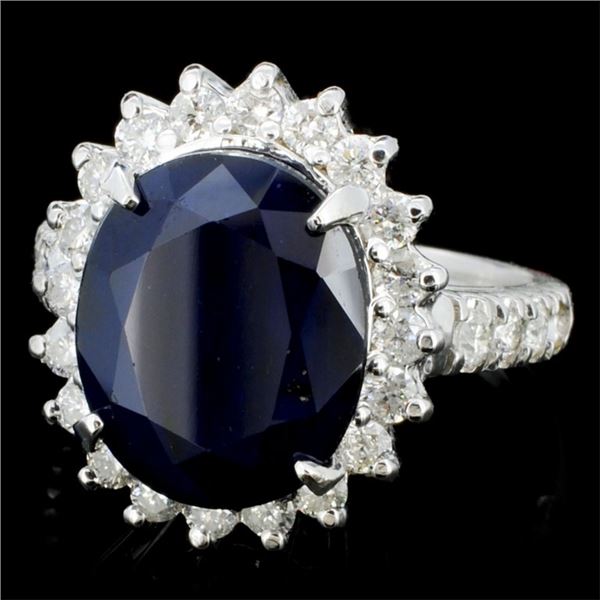 14K WG Sapphire 6.00ct & Diamond Ring 1.50ctw