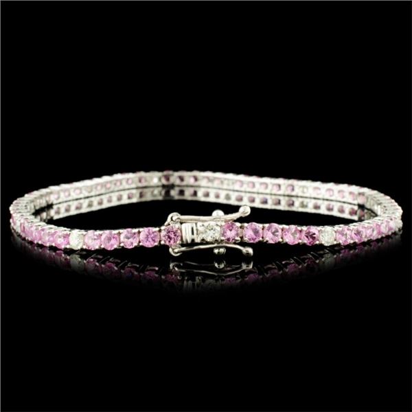 14K WG Sapphire 4.48ct & Diam Bracelet 0.65ctw