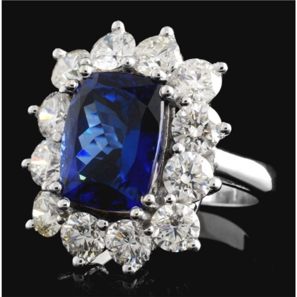 18K WG Tanzanite 5.64 & Diamond Ring 3.75ctw