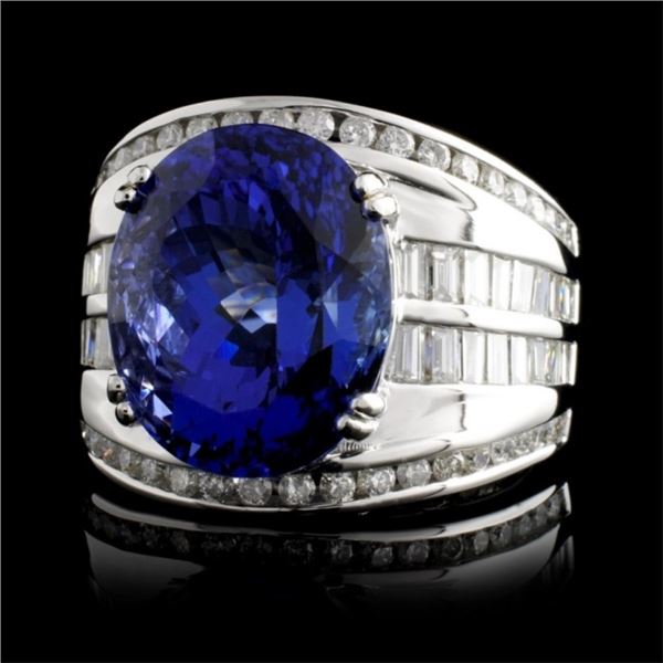 18k WG Tanzanite 10.28ct & Diamond Ring 1.56ctw