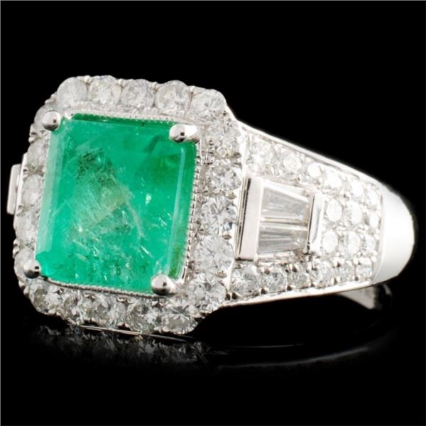 18K WG Emerald 2.13ct & Diamond Ring 1.11ctw
