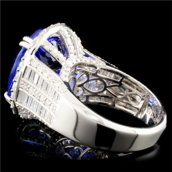 18K WG Tanzanite 13.35ct & Diamond Ring 2.17ct
