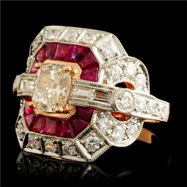 18K RG Ruby 1.14ct & Diamond Ring 2.05ctw