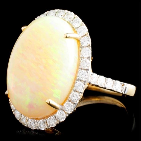 14K Yellow Gold Opal 8.01ct & Diamond Ring 0.97ct