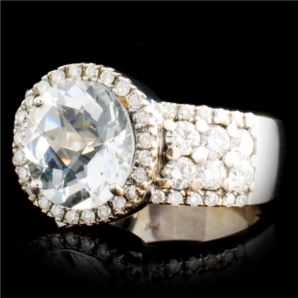 18K WG 1.17ctw Diamond Ring & Aquamarine 2.94ctw