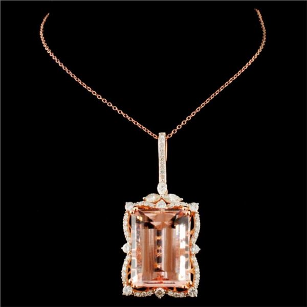 14K WG Morganite 23.10ct & Diam Pendant 1.45ctw