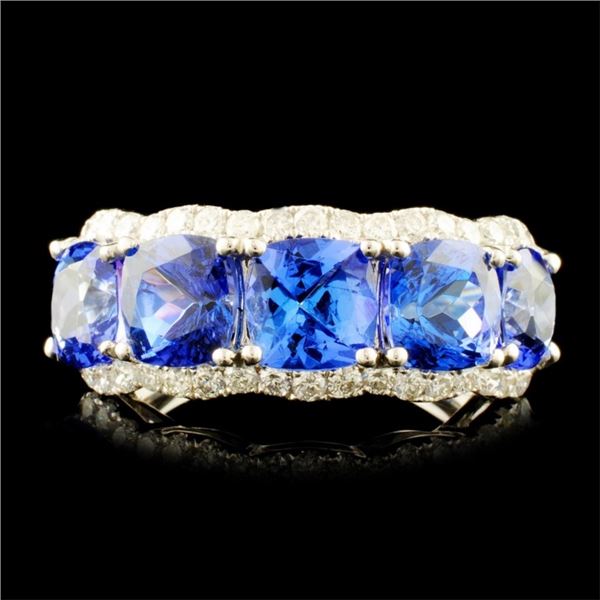 14K WG Tanzanite 5.40ct & Diamond Ring 0.58ctw