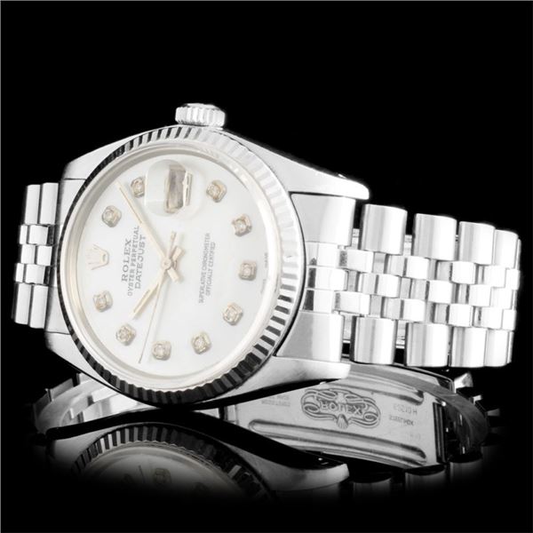 Rolex SS Diamond DateJust 36mm Wristwatch