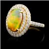 14K Yellow Gold Opal 2.60ct & Diamond Ring 1.63ct