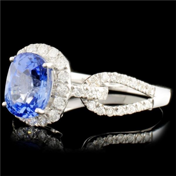 18K WG Sapphire 1.63ct & Diamond Ring