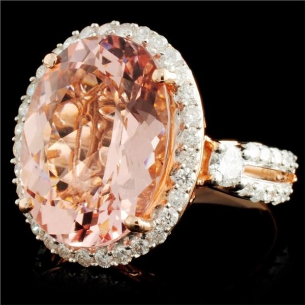 14K WG Morganite 8.51ct & Diamond Ring 1.00ctw