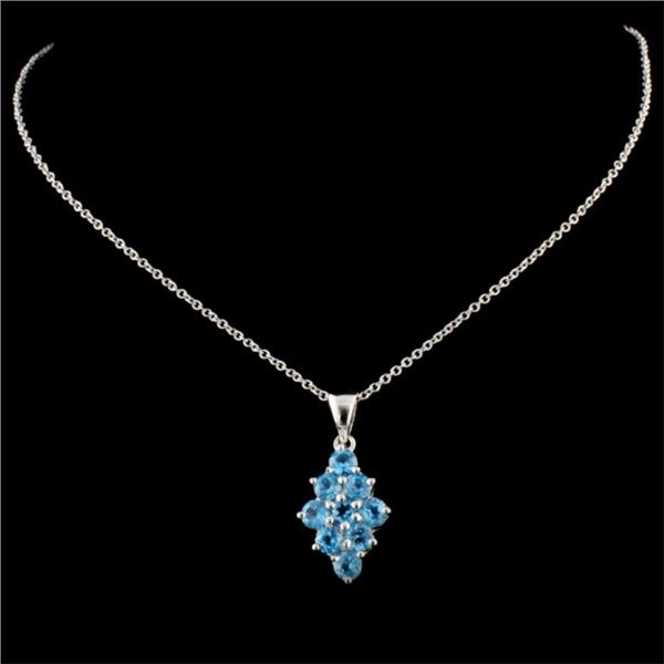 14K White Gold Topaz Pendant 1.15ctw