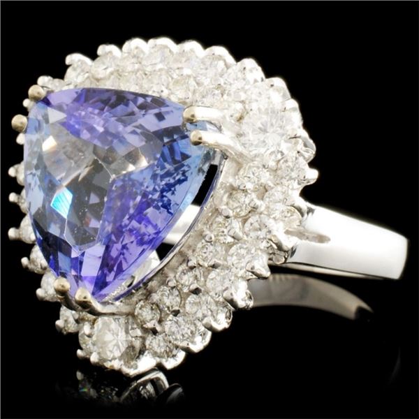 14K WG Tanzanite 6.82ct & Diamond Ring 1.39ctw