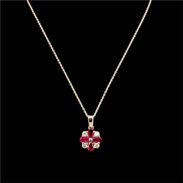 14K WG Ruby 1.50ct & Diamond Pendant 0.20ct