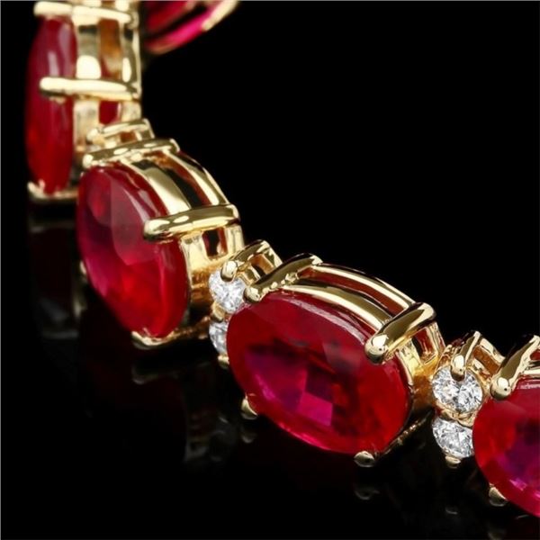 40ct Ruby & 1.50ct Diamond Bracelet in 14k Gold