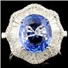 Image 2 : 3.81ct Sapphire & 1.18ctw Diamond Ring in 18K Gold