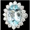 8.79ct Paraiba & 3.05ct Diam Ring - 14K White Gold