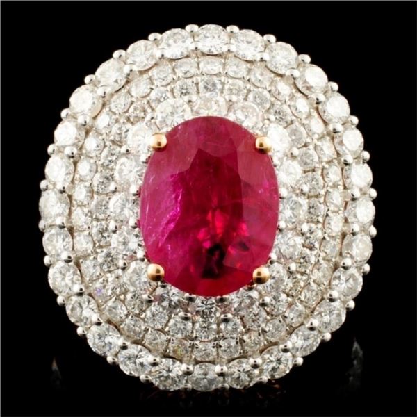 18K Gold 2.23ct Ruby & 2.56ctw Diamond Ring