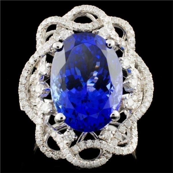 18K White Gold 8.28ct Tanzanite & 0.96ct Diamond R