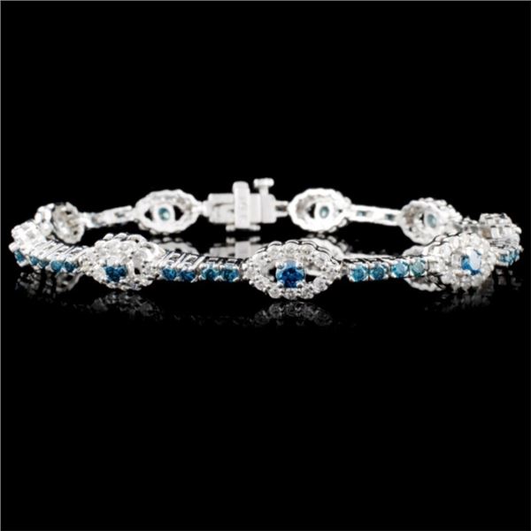 14K White Gold 3.76ctw Fancy Color Diamond Bracele