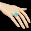 Image 3 : 6.06ct Turquoise & 0.58ctw Diam Ring in 14K Gold