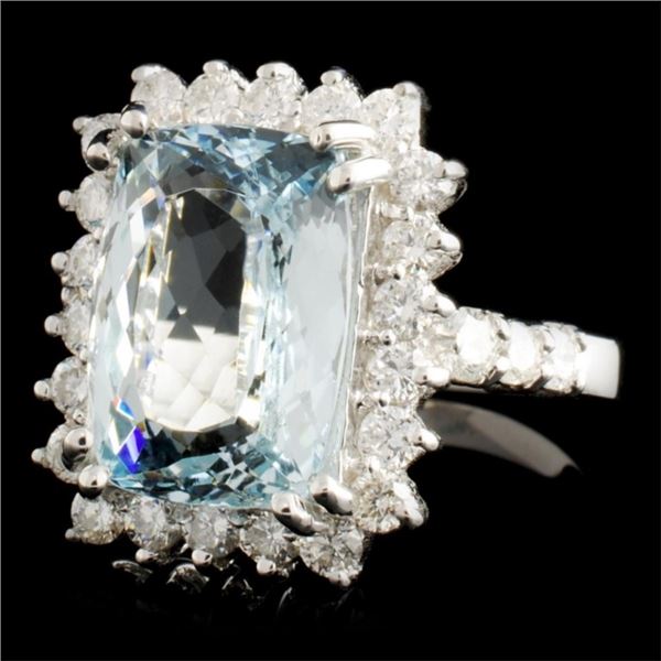 5.20ct Aquamarine & 1.21ctw Diam Ring in 14K Gold