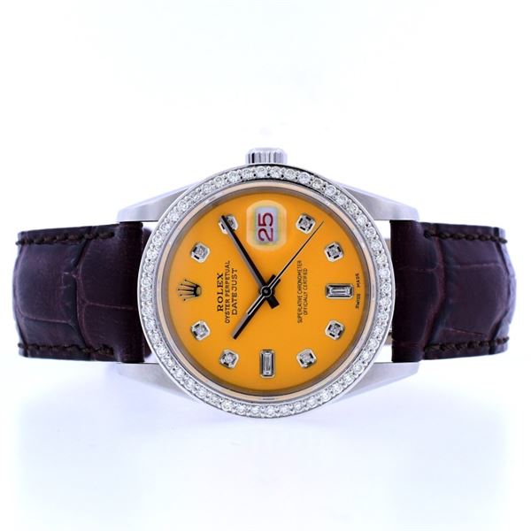 36MM Yellow Rolex DateJust Watch with Diamonds