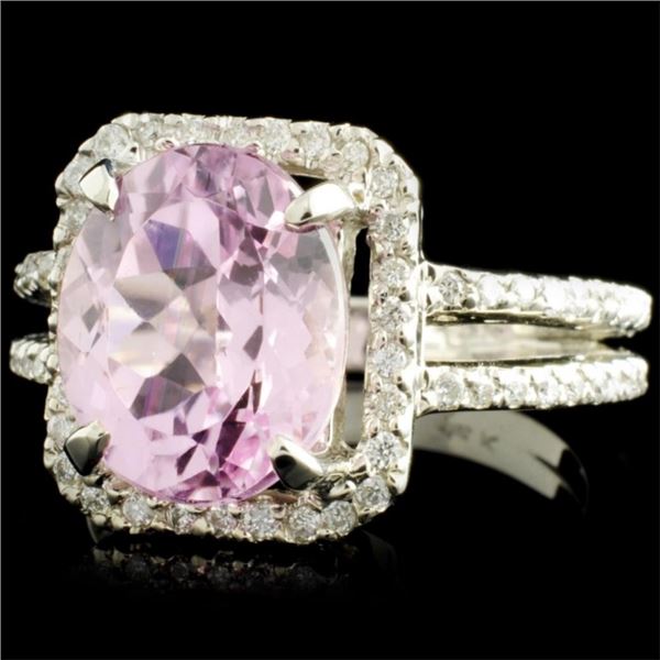 5.40ct Kunzite & 0.44ctw Diamond Ring, 14K Gold