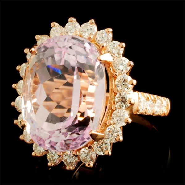 16.46ct Kunzite & 1.54ctw Diam Ring 14K Gold