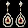 Image 2 : 0.98ct Ruby & 0.94ctw Diam Earrings in 18K Gold