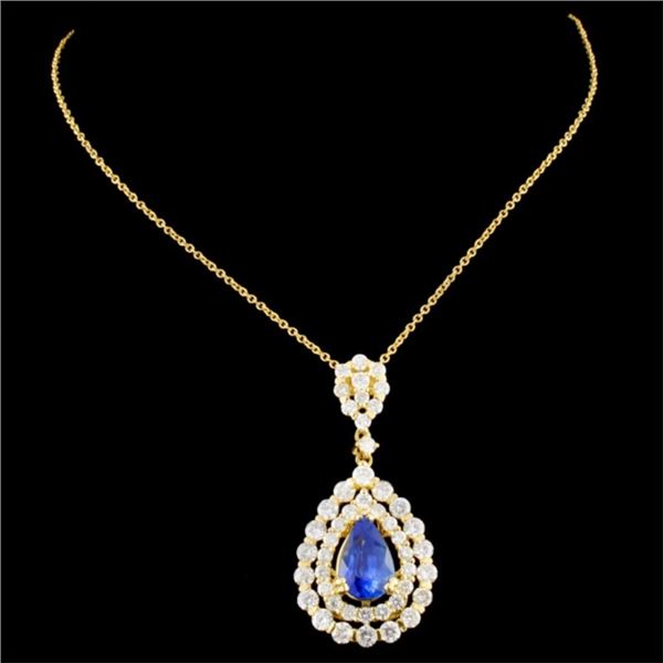 1.97ct Sapphire & 1.77ctw Diamond Pendant in 18K G