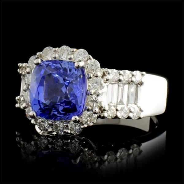 18K WG 3.10ct Sapphire & 1.18ct Diamond Ring