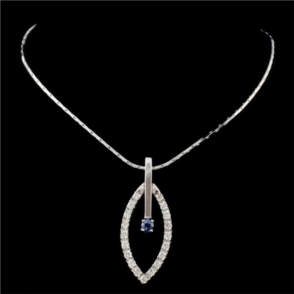 0.17ct Sapphire & 0.50ctw Diam Pendant 14K Gold