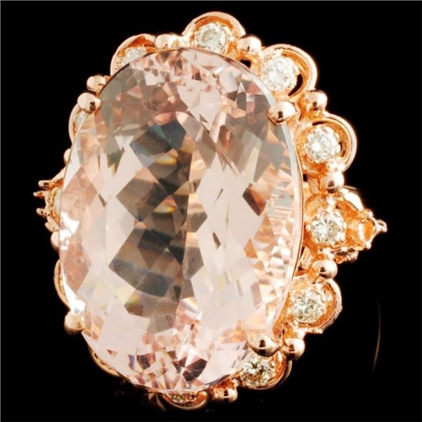 23.77ct Morganite & 2.10ctw Diamond Ring in 14K Go