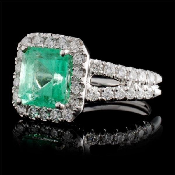 2.50ct Emerald & 1.03ct Diamond Ring, 18K WG