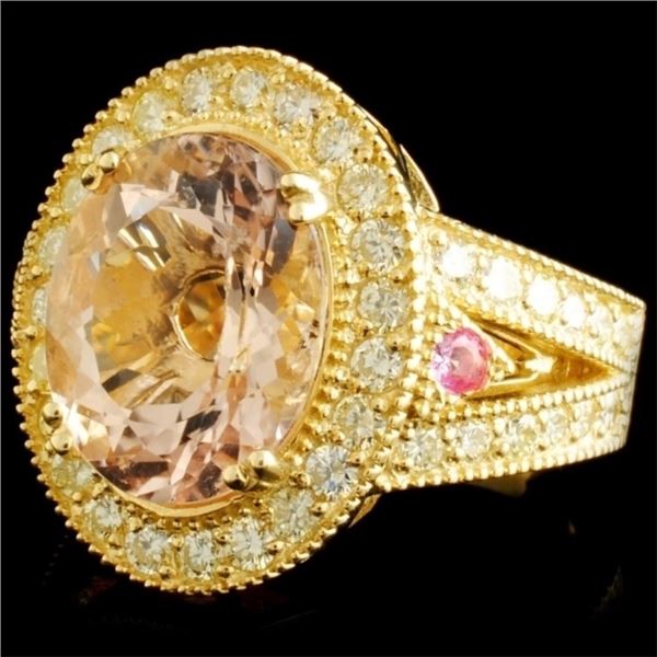 6.16ct Morganite & 1.51ctw Diam Ring in 14K Gold