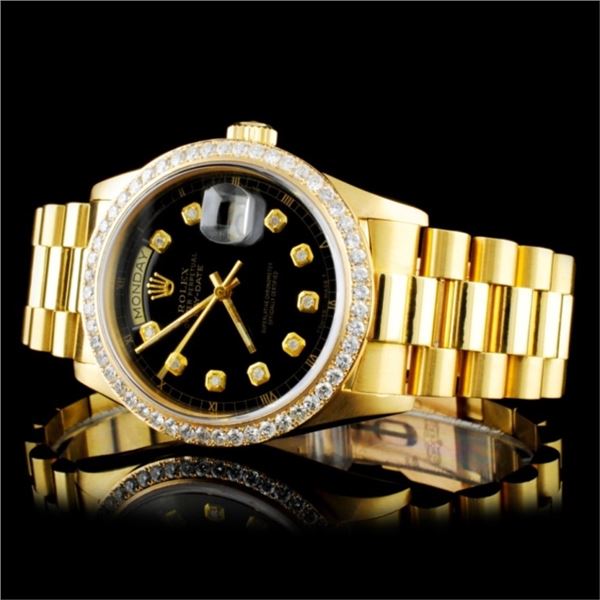 36MM Rolex Day-Date Watch with Diamonds & 18K YG