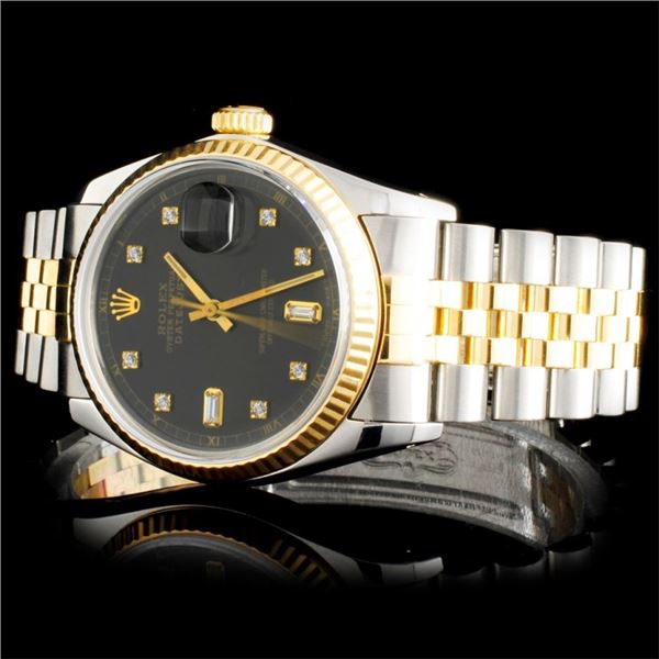 Diamond 36MM Two Tone Rolex DateJust Watch