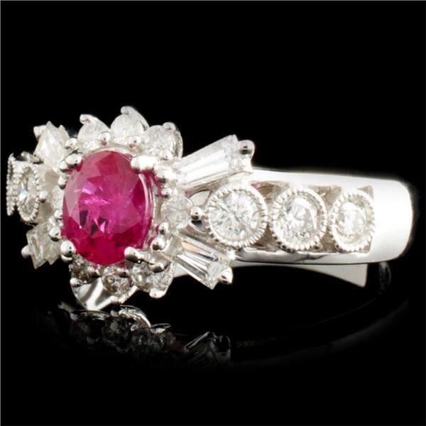 0.73ct Ruby & 0.71ctw Diamond Ring in 18K Gold